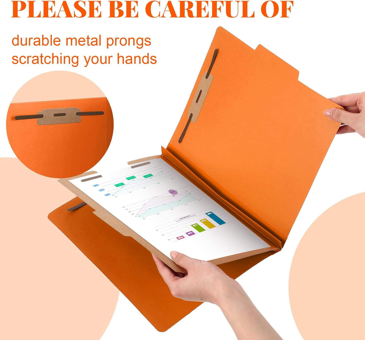 72 Pcs Classification Folders Letter Size, 1 Divider Pressboard File Folder with Fasteners, Expanding File Organizer Bulk for Teachers, Clergy, Office, Church, Christmas Donations (Orange)