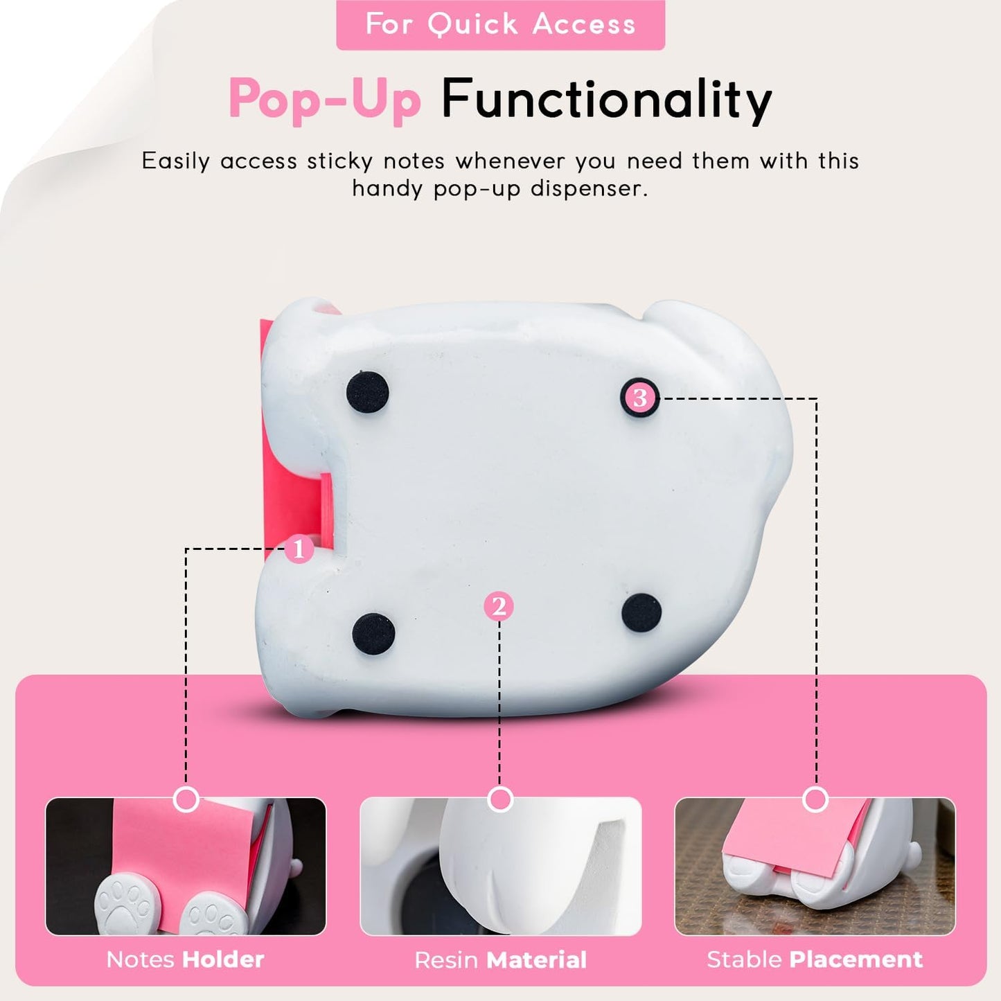 Resin Made Sticky Note Holder for Desk - Doodle Compatible Dog Note Dispenser for Office Holds 3" x 3" Sticky Note - Office & Desk Accessories - Office Desk Decorations | Clutter-Free Dispenser Notes