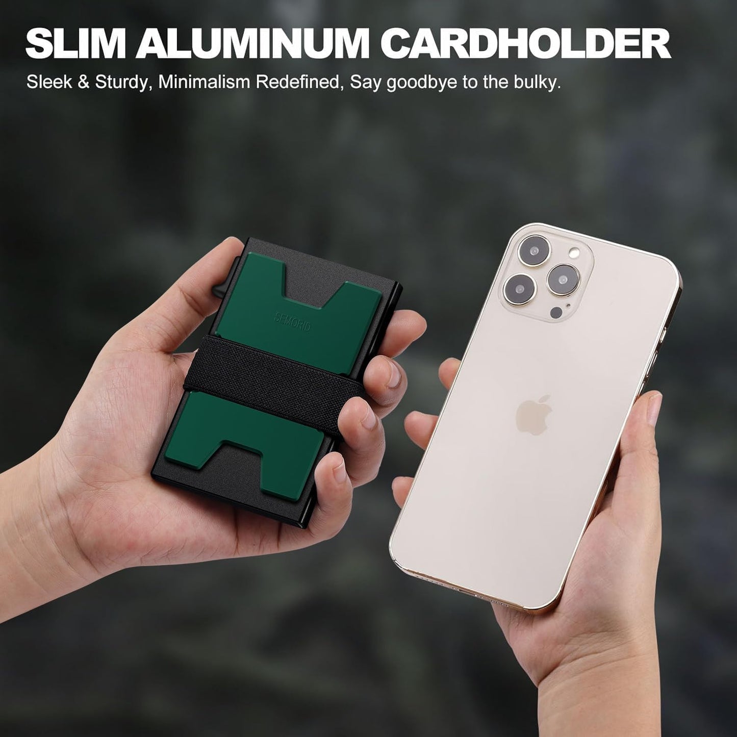 Slim Aluminum Card Holder Wallet for Men, Durable Expandable Backplate, RFID Blocking Minimalist Metal Pop Up Wallet, Holds 12+ Cards Plus Cash