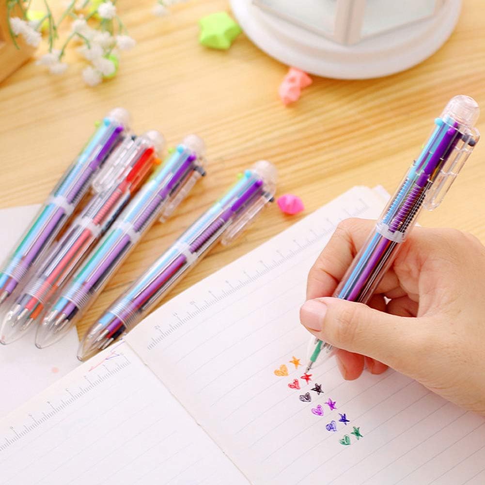 Hutou 23 Pack 0.5mm 6-in-1 Multicolor Ballpoint Pen 6 Colors Retractable Ballpoint Pens Kids Party Favors Pen (23 Pack)