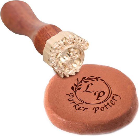 KAINSY Custom Pottery Stamp, Personalized Letter Stamp for Clay with Own Design, Create Unique Imprints in Pottery, Potters Gift, Polymer Clay Tools (2.5Inches)