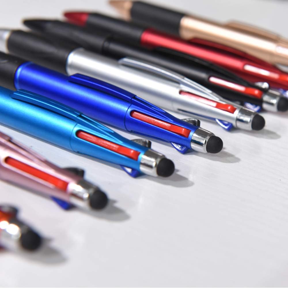 MiSiBao Stylus Pen for Touch Screen 4 Color in One Multi-Colored Ballpoint Pens Black Medium Point for iPad (1.0mm), 8-Pack