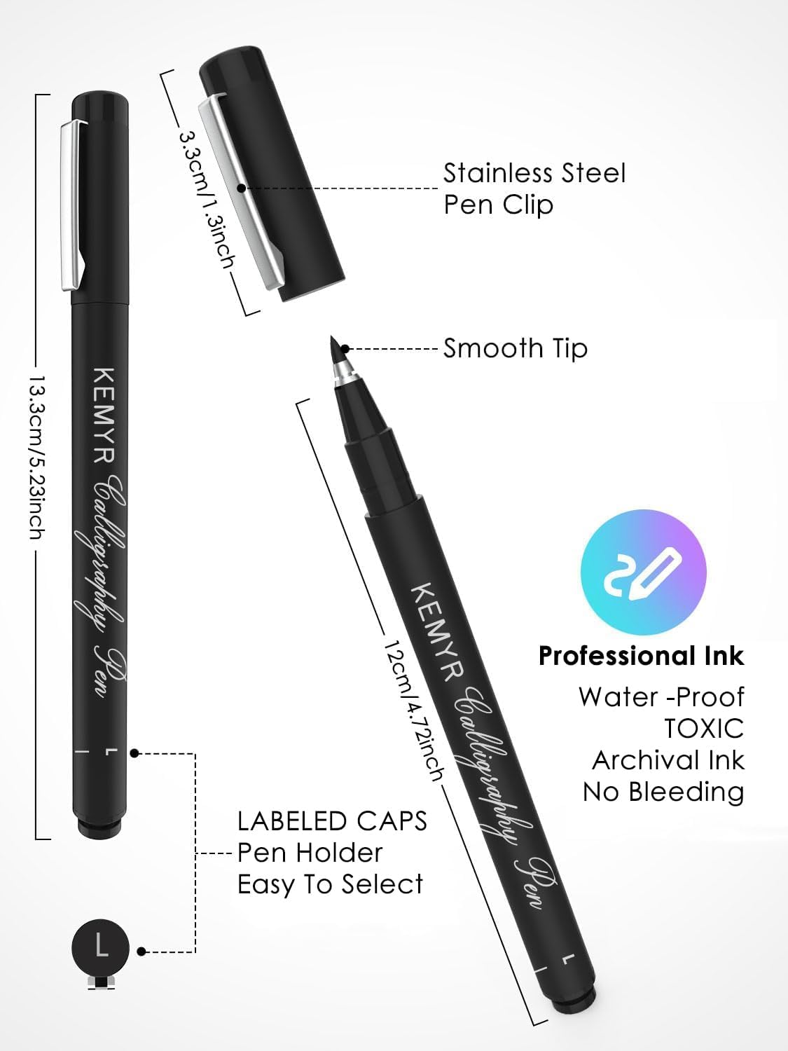 4 Micro Fine liner Drawing Art Pens Calligraphy Pens: E2.0 Size Black Art supplies Waterproof Archival Black Ink Markers For Artists,Use for Professional Watercolor,Sketching