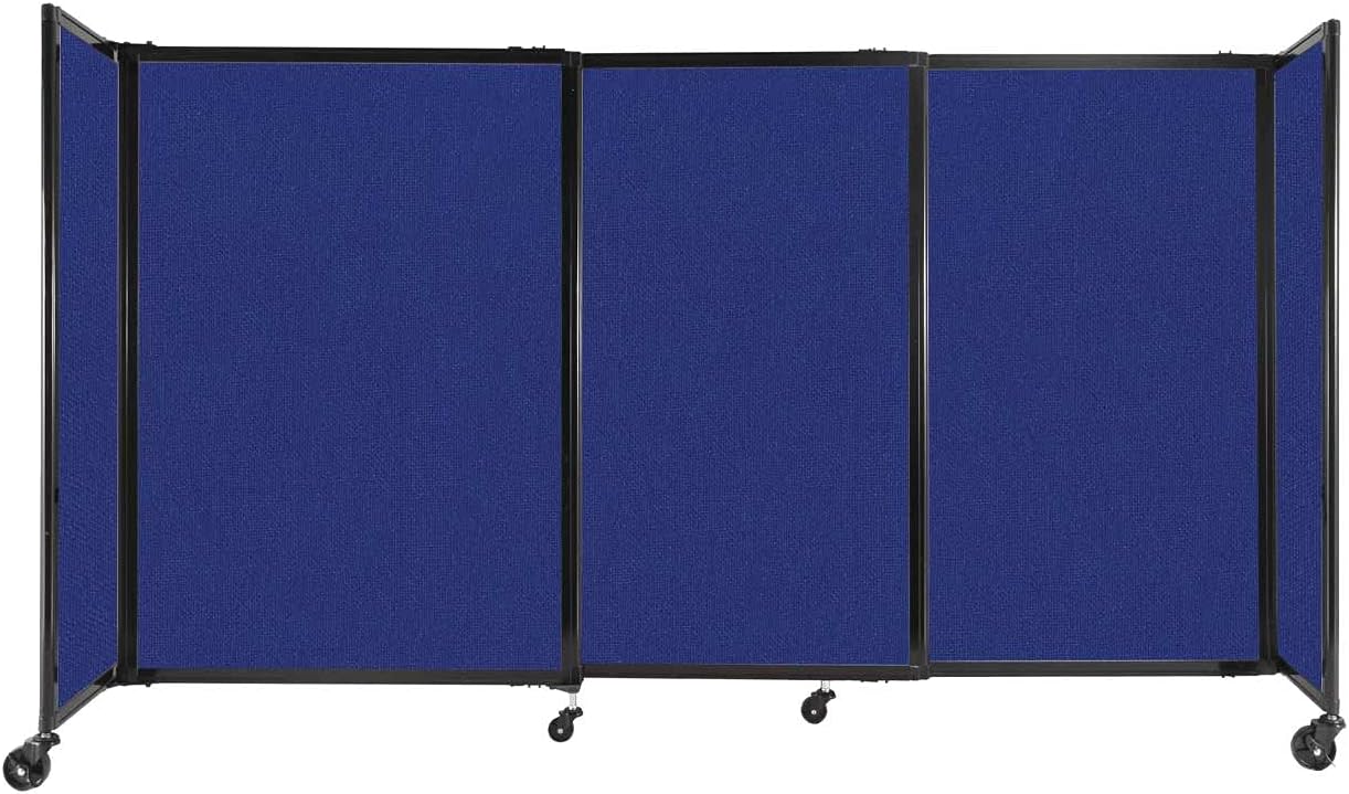 Versare Straightwall Sliding Portable Wall Partition | Freestanding Office Dividers | Locking Wheels | Temporary Room Separator | 7'2'' Wide x 4' Tall Royal Blue Fabric Panels