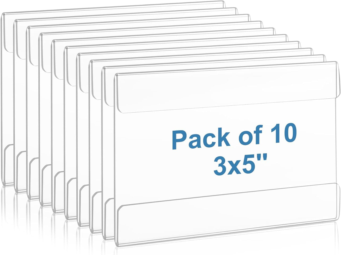 Lesnlok 10 Pack Wall Mount Acrylic Sign Holder 3x5 inch，with 3M Tape Adhesive for Office, Home, Store, Restaurant, No Drilling