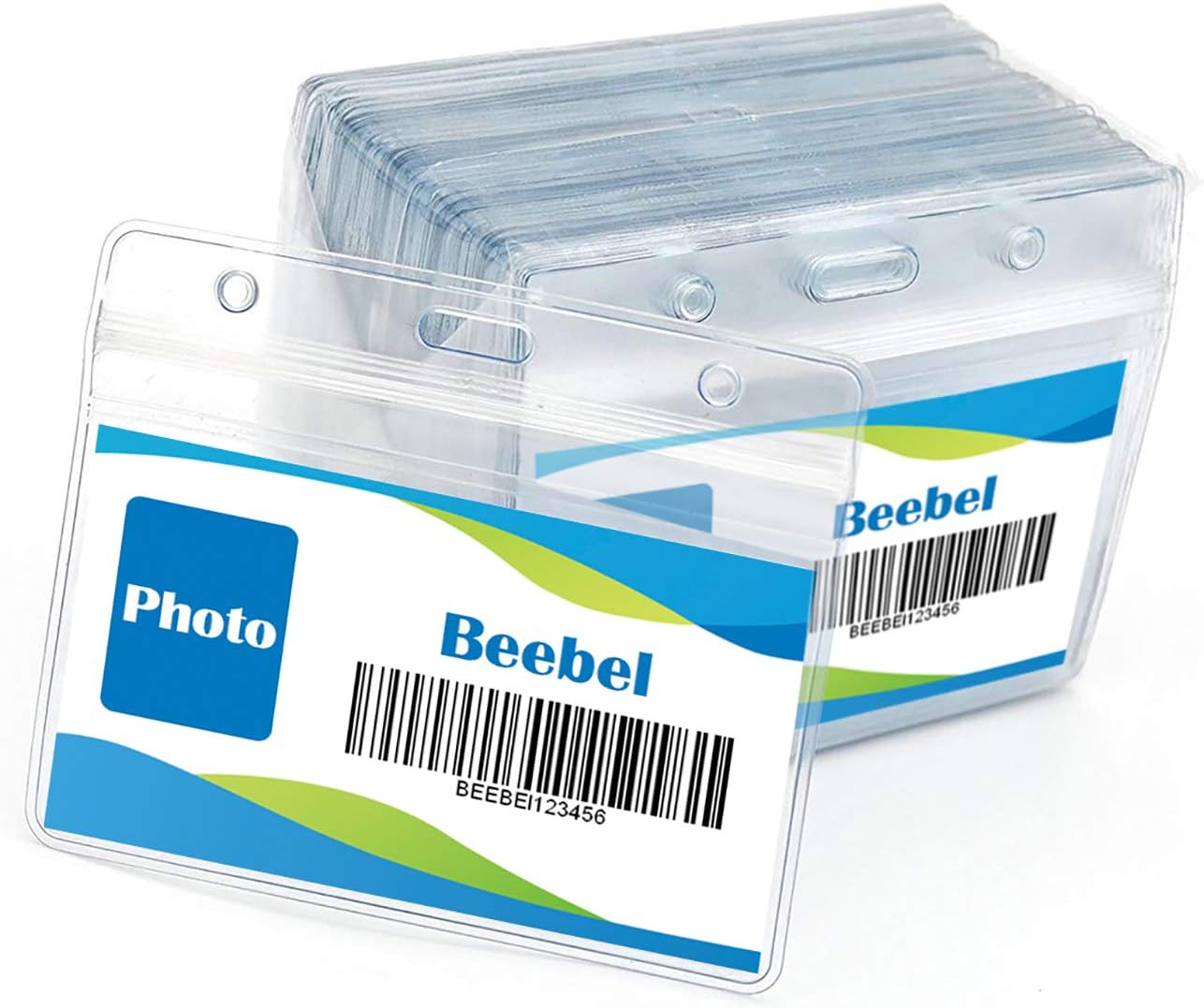 Lanyards with ID Holder 50 Pcs Clear Plastic Horizontal Waterproof Ziplock ID Nametag Holder Bulk Lanyard Clip Name Tag Badge Holder (Yellow)