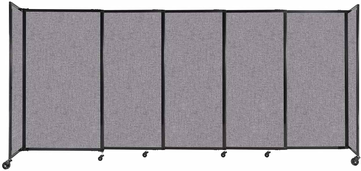 Versare Straightwall Sliding Portable Wall Partition | Freestanding Office Dividers | Locking Wheels | Temporary Room Separator | 11'3'' Wide x 5' Tall Cloud Gray Fabric Panels
