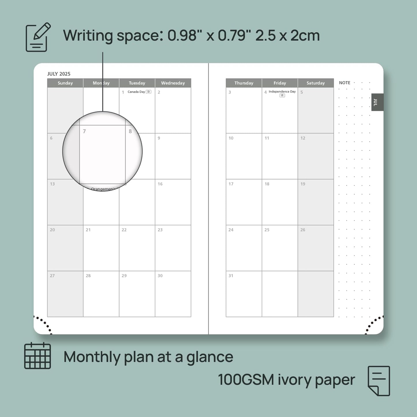 POPRUN Pocket Planner 2025-2026, (Purse Size 4''x 6.25'' Hard Cover) Academic Year Calendar Daily Weekly and Monthly (July 25-June 26) with Hourly Time Slots, 100 GSM Paper - Haze Blue