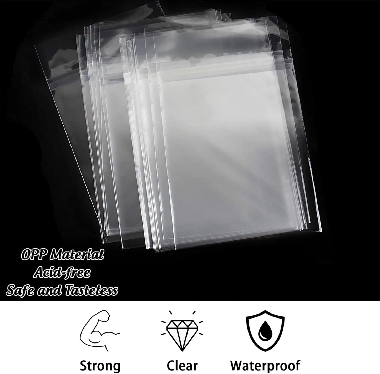AUEAR, 5"x7" (100 Pack) Clear Plastic Sleeves - Acid Free 1.6mil Crystal Resealable Bags -Fit for 5x7 Art Prints, Photos, Cards & Envelope