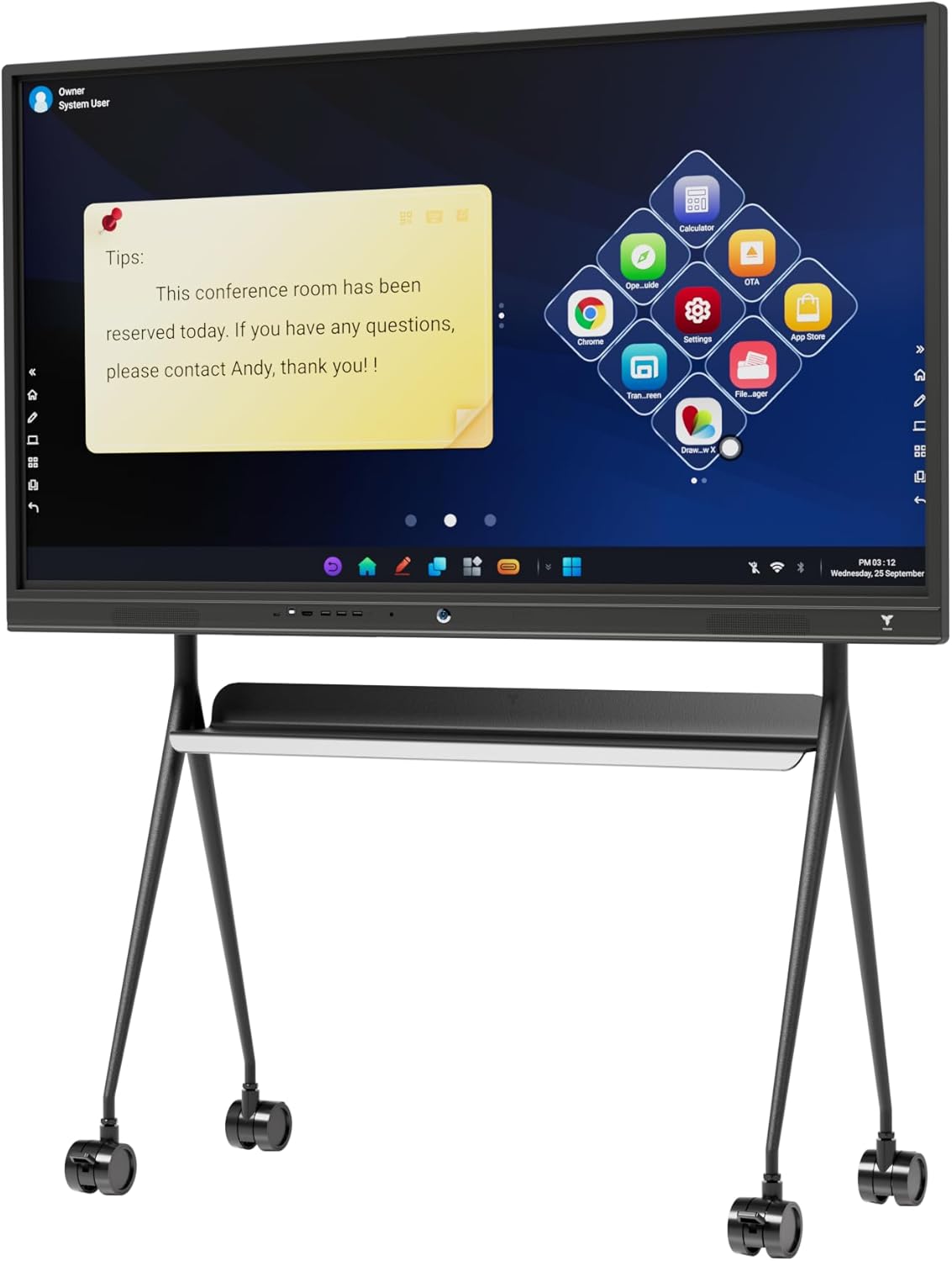 TIBURN R2 75" 4K UHD Smart Board | Smart Digital Whiteboard | All-in-One Touch Screen Computer with Open App Ecosystem, Includes Movable Stand+Wall Mount, Ideal for Office, Classroom, and Conference