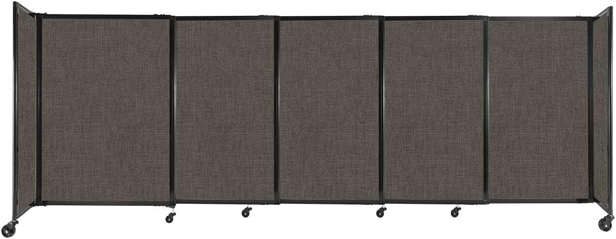 Versare Straightwall Sliding Portable Wall Partition | Freestanding Office Dividers | Locking Wheels | Temporary Room Separator | 11'3" Wide x 4' Tall Mocha Fabric Panels