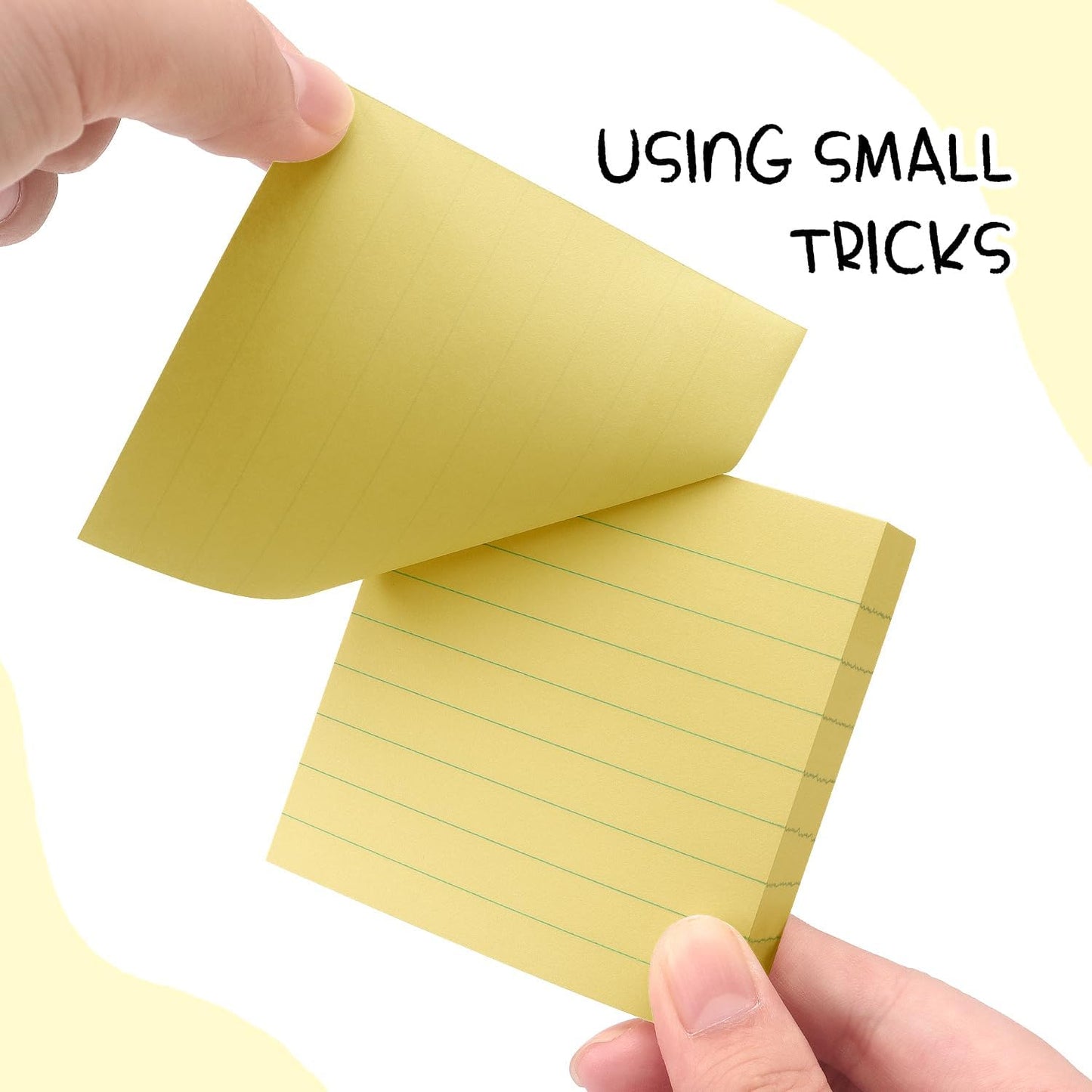 Lined Sticky Notes 3x3 Sticky Notes with Lines Self-Stick Notes Bright Color 4 Pads 90 Sheets/Pad (Yellow)