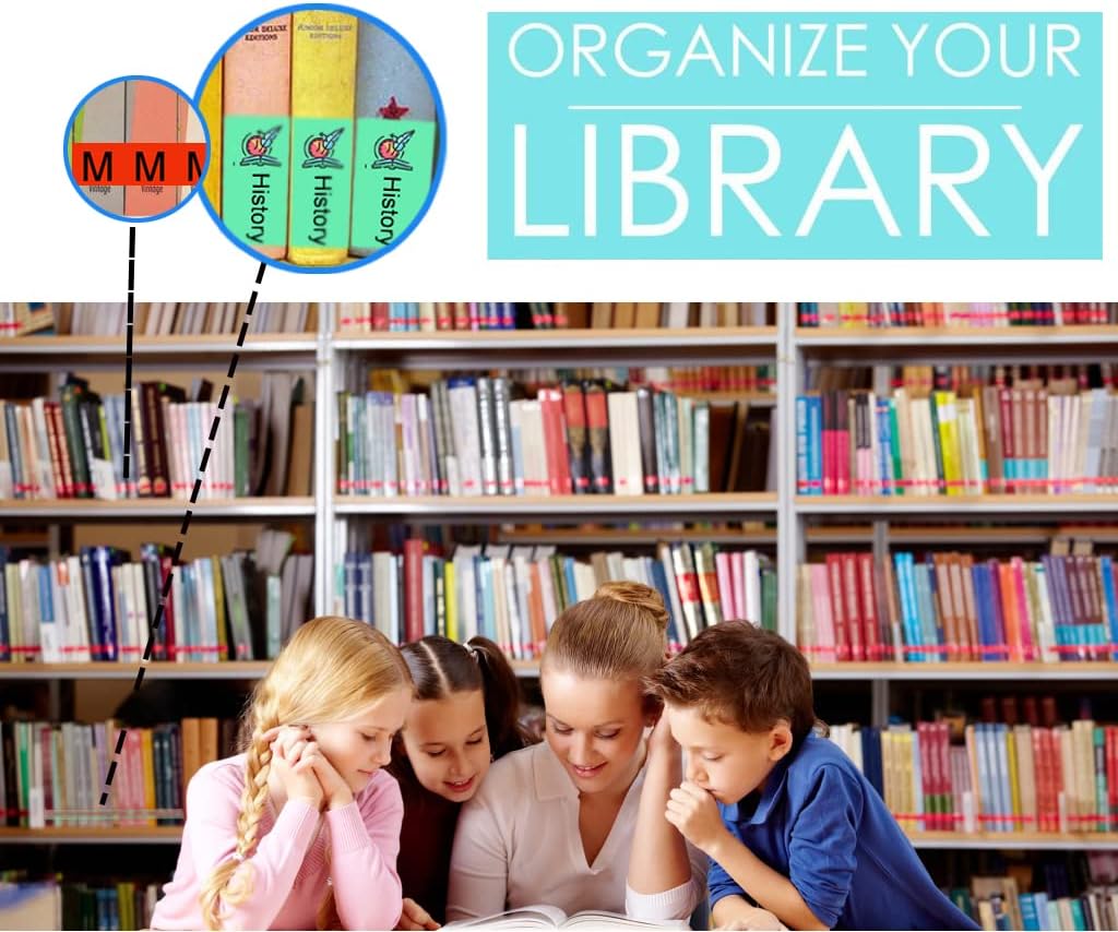 Alphabet Book Spine Labels for Classroom Library | 540PCS Teacher Supplies Stickers for Classroom Book Shelf/Book Bins | 26 Colors Letter (10 Sheet Pack)