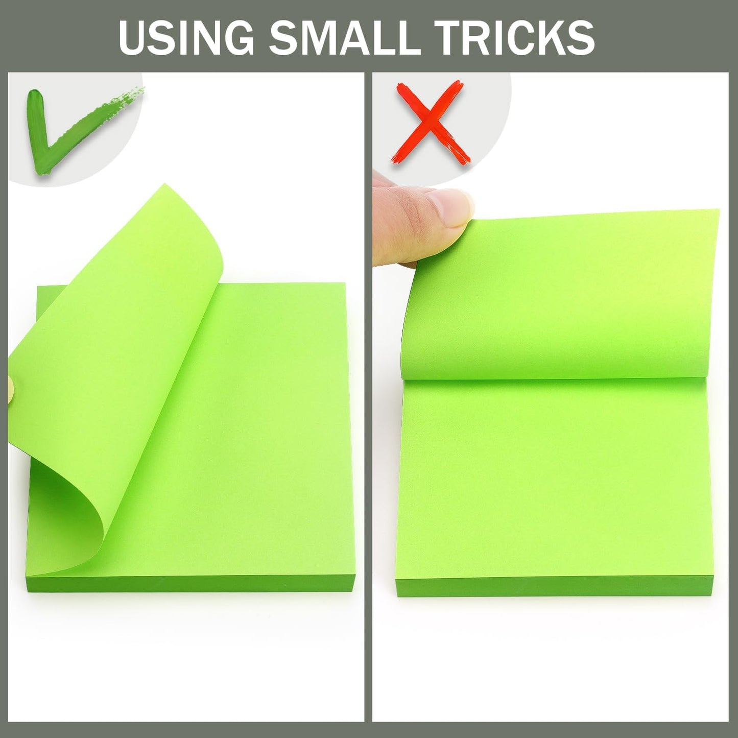 Sticky Notes 3x3 Self-Stick Notes Bright Colors Sticky Notes 4 Pads 100 Sheets/Pad (Green)