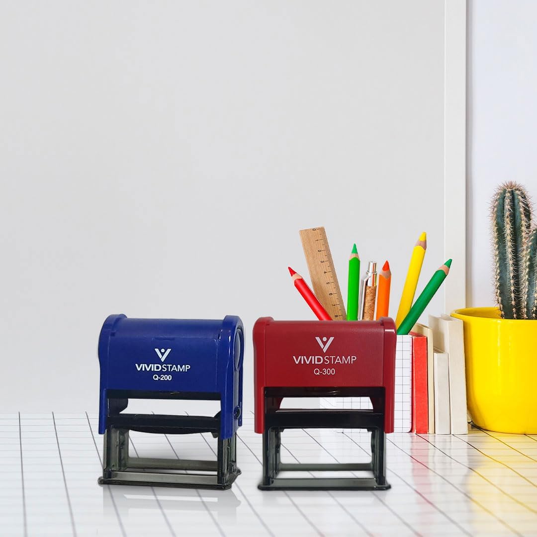 Vivid Stamp Pending Inspection Business Self-Inking Rubber Stamps (Red Ink) - Q-300 (5 Pack)