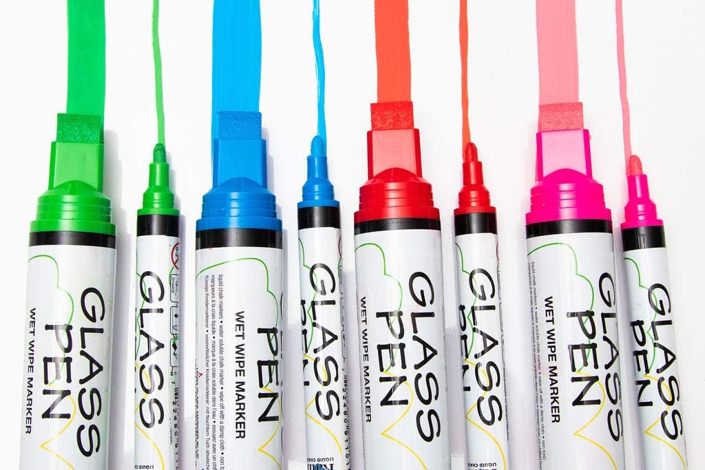 Glass Pen Window Marker: Liquid Chalk Pens for Glass, Whiteboard Markers with Washable Paint - Graduation, Car Windows, Mirror Pen, Storefront, Wedding, Parade, Party & Holiday (Red, Jumbo Tip)