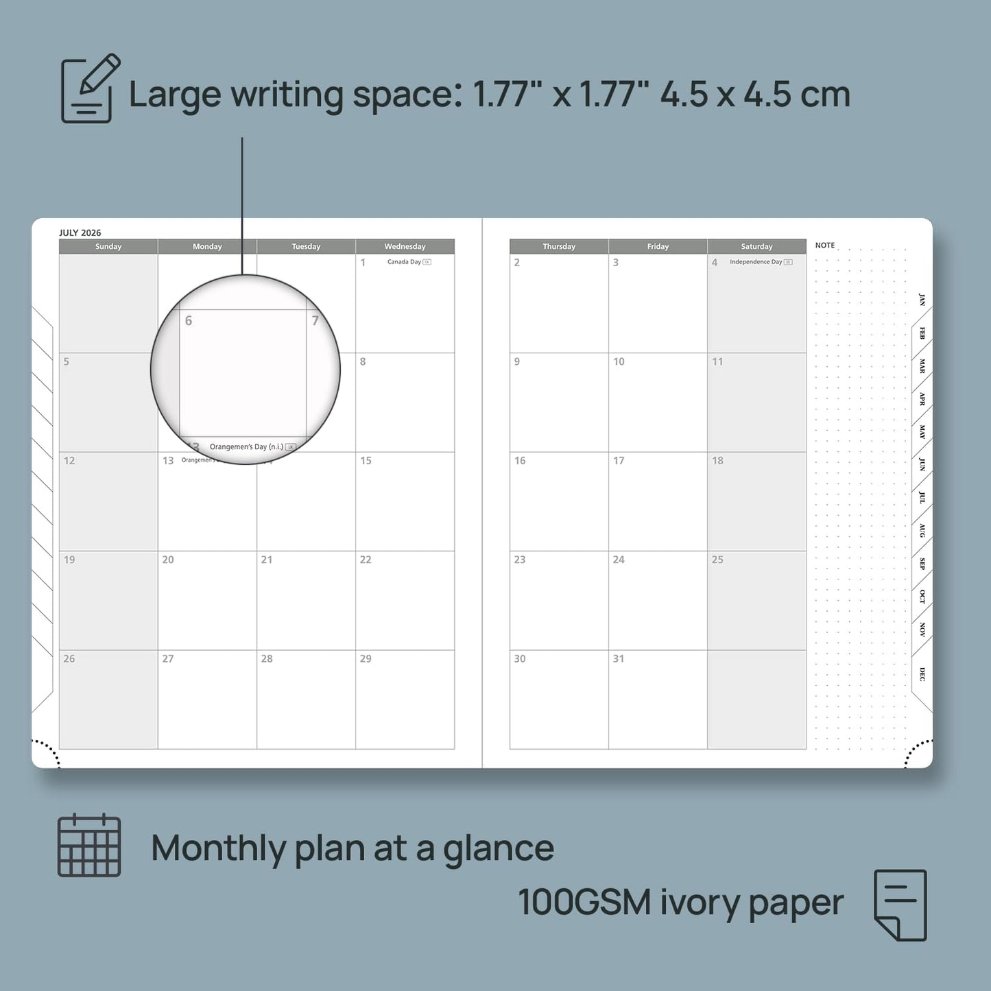 POPRUN 2026 Planner (Large Size 8.5''x 10.5'' Hardcover) - Daily Weekly and Monthly Calendar Agenda 2026 Appointment Book with Hourly Time Slots, Monthly Tabs, 100 GSM - Pacific Green
