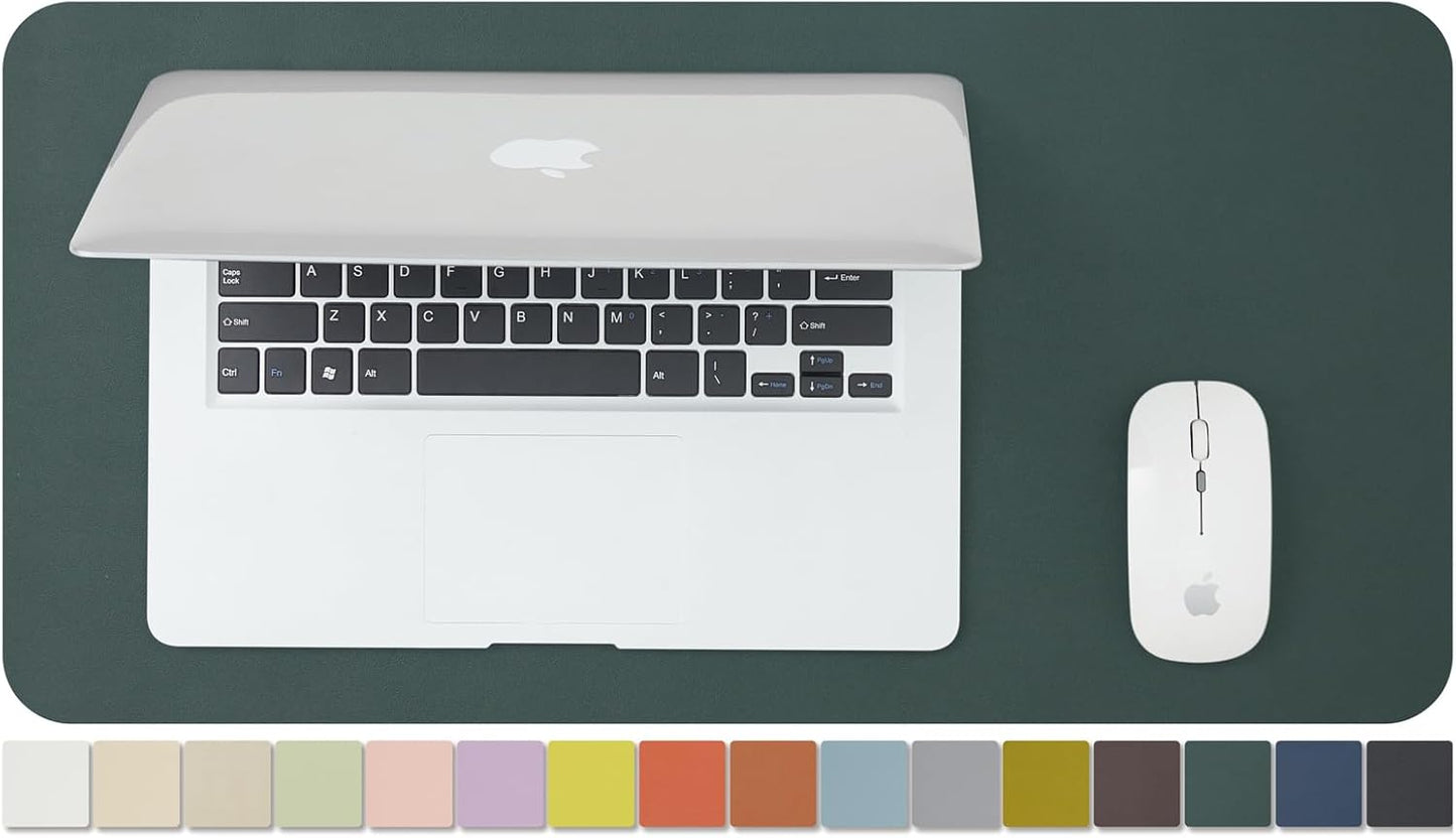 Compact Leather Desk Mat - Small Non-Slip PU Desk Pad for Office and Home - Desk Organization and Accessories - Ideal for Large Mouse Pad and Small Desk Mats on Top of Desks (Dark Green,23.6"x 11.8")