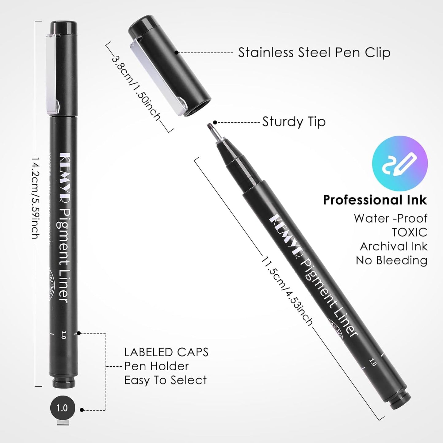 4 Micro Fine liner Drawing Art Pens Calligraphy Pens: 3.0 Size Black Art supplies Waterproof Archival Black Ink Markers For Artists,Use for Professional Watercolor,Sketching