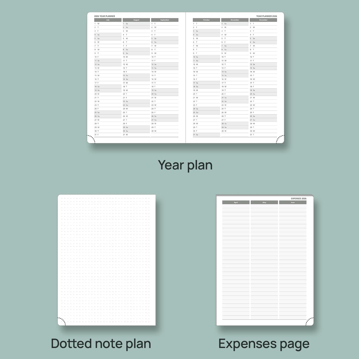 POPRUN Planner 2025-2026, (Medium 6.5'' x 8.5'' Hard Cover) Academic Calendar (July 25-June 26) Daily Weekly and Monthly Appointment Book with Hourly Time Slots, Monthly Tabs, 100 GSM - Violet