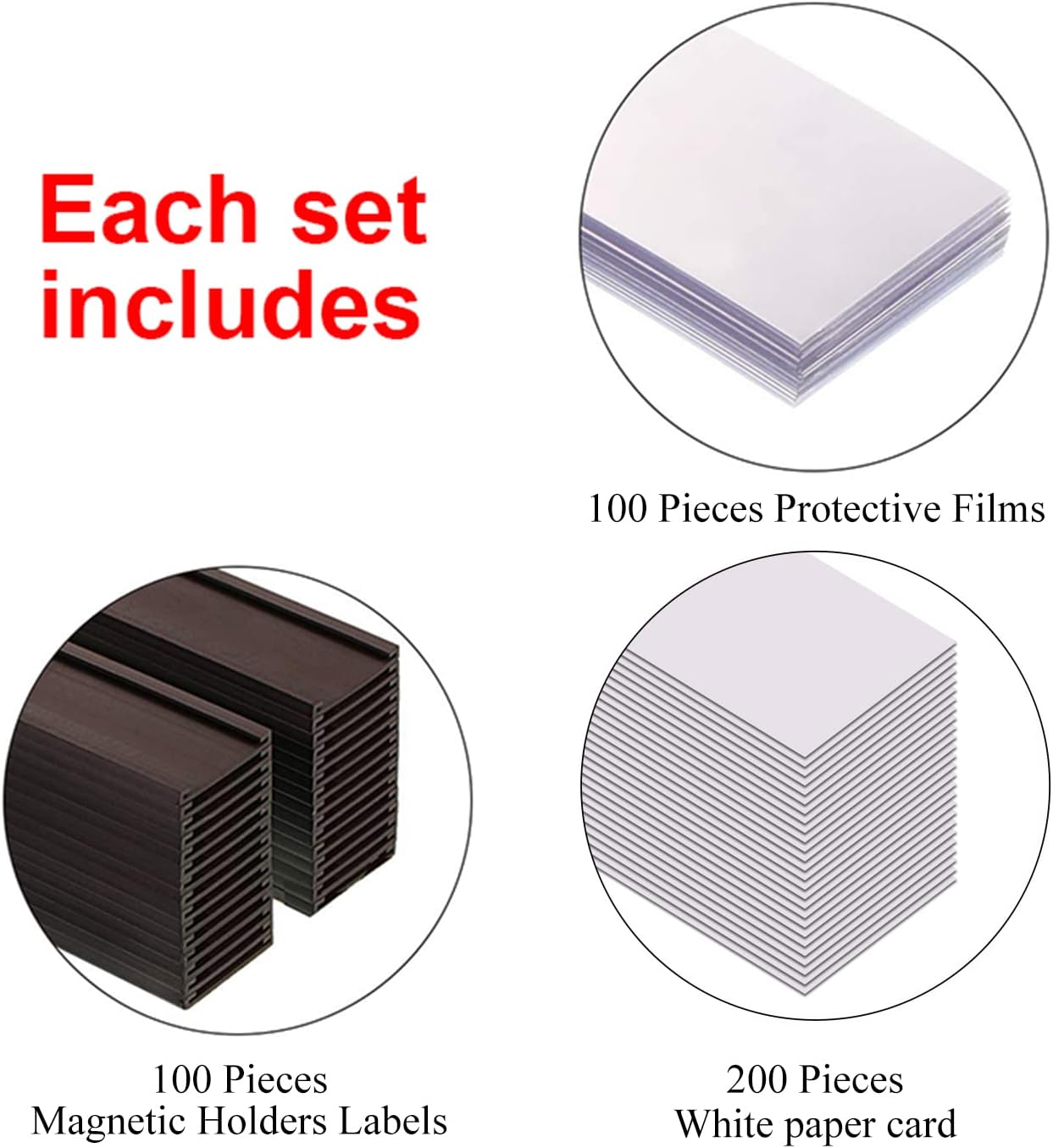 C Channel Magentic Label Holders 1x3 Inches with Paper Inserts and Clear Plastic Protectors,Magnetic Data Card Holders File Cabinet,Pack of 100