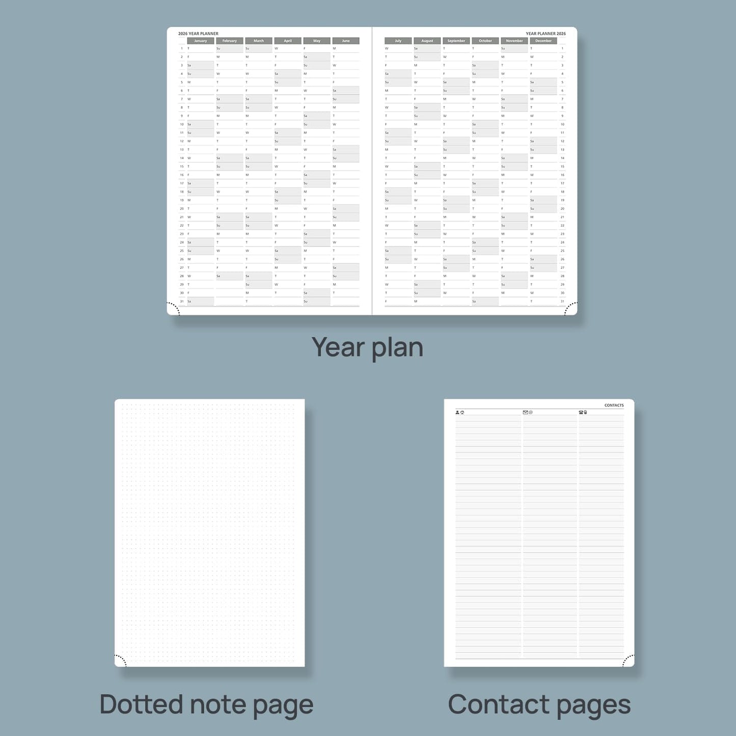 POPRUN 2026 Daily Planner One Page Per Day Even Weekends A4 Large Size (8.5" x 12") - 12 Months Calendar Hourly Appointment Book with Inner Pocket, Pen Holder, Hardcover - Light Yellow