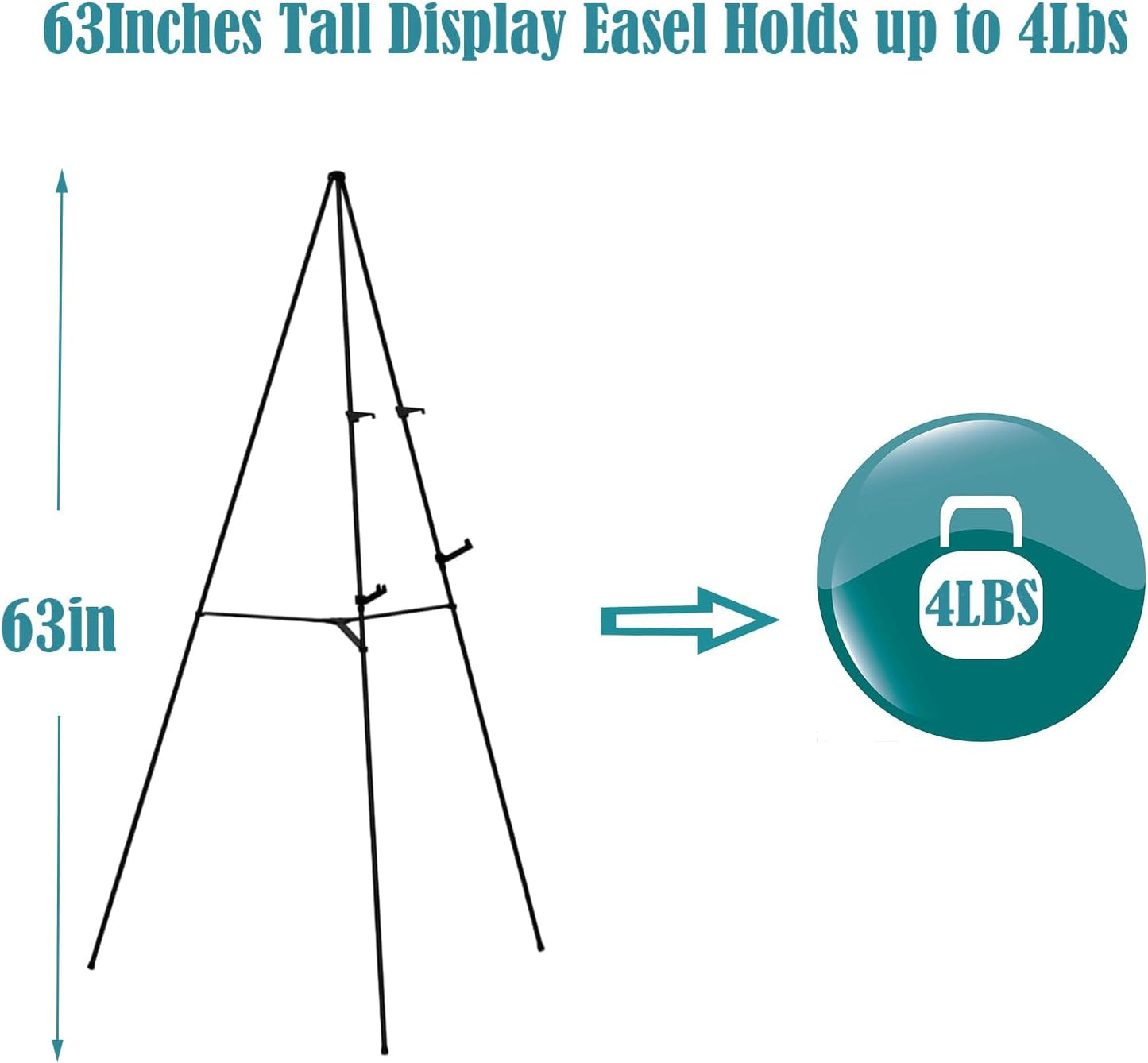 63" Instant Easels Stand for Wedding Sign & Posters,Adjustable Metal Easels for Display Painting Canvas,Folding Tripod with Portable Bag by JoyYeux,Black 3Pack