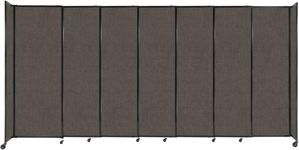 Versare Straightwall Sliding Portable Wall Partition | Freestanding Office Dividers | Locking Wheels | Temporary Room Separator | 15'6" Wide x 7'6" Tall Mocha Fabric Panels