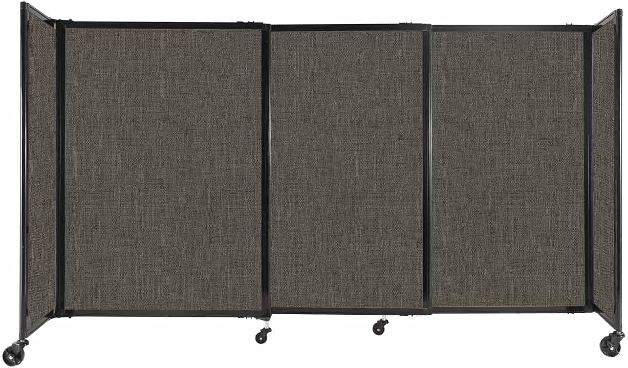 Versare Straightwall Sliding Portable Wall Partition | Freestanding Office Dividers | Locking Wheels | Temporary Room Separator | 7'2" Wide x 4' Tall Mocha Fabric Panels