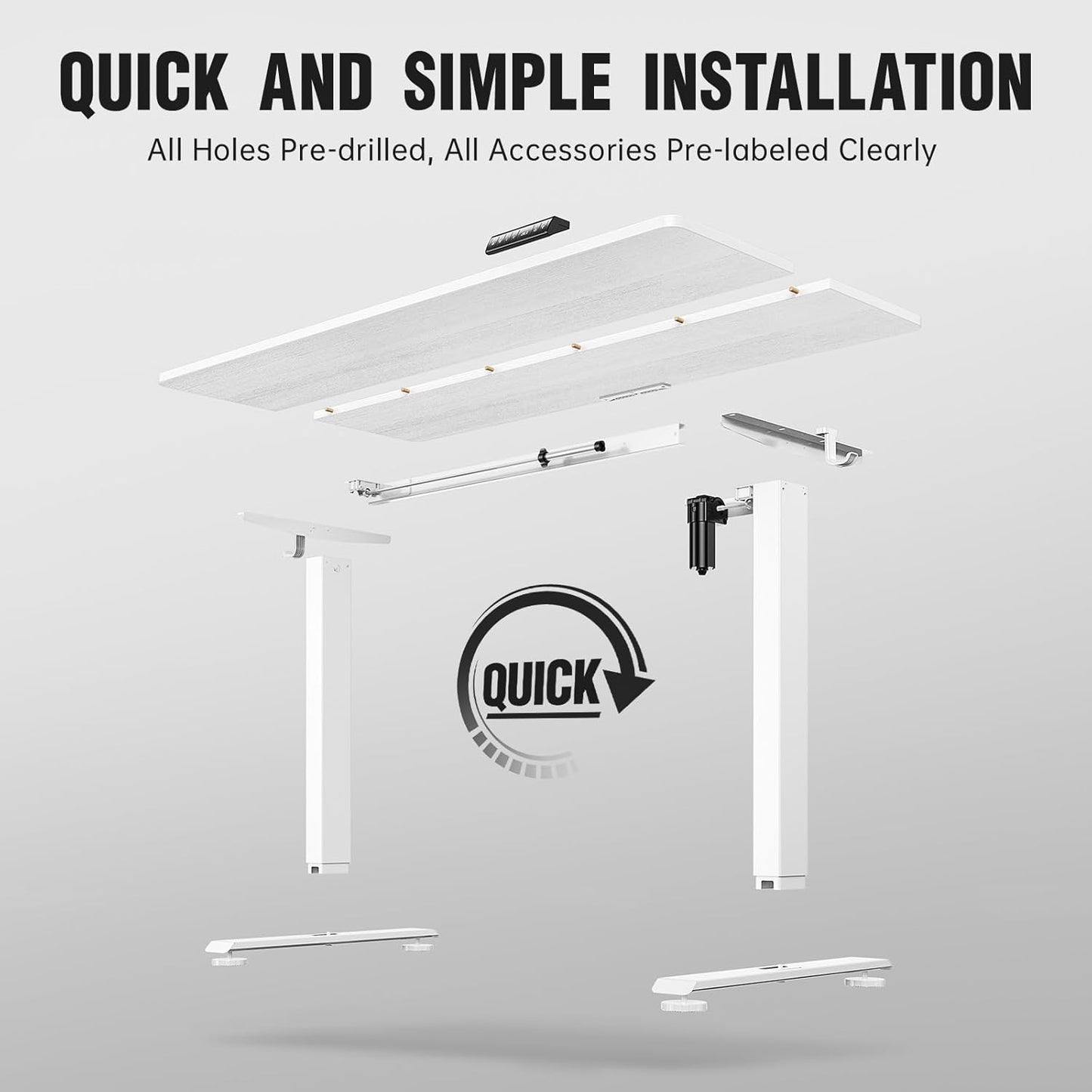 Veken 63x27.6 Inch Large Electric Standing Desk, 4 Memory Heights Adjustable,Sit to Stand Up, Work Home Office Computer Table for Walking Pad, Gifts for Dad, Wooden Desktop Desks, White