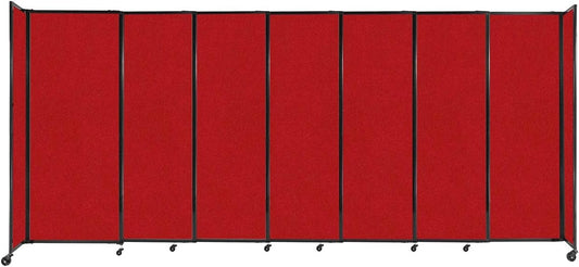 Versare Straightwall Sliding Portable Wall Partition | Freestanding Office Dividers | Locking Wheels | Temporary Room Separator | 15'6'' Wide x 6'10'' Tall Red Fabric Panels