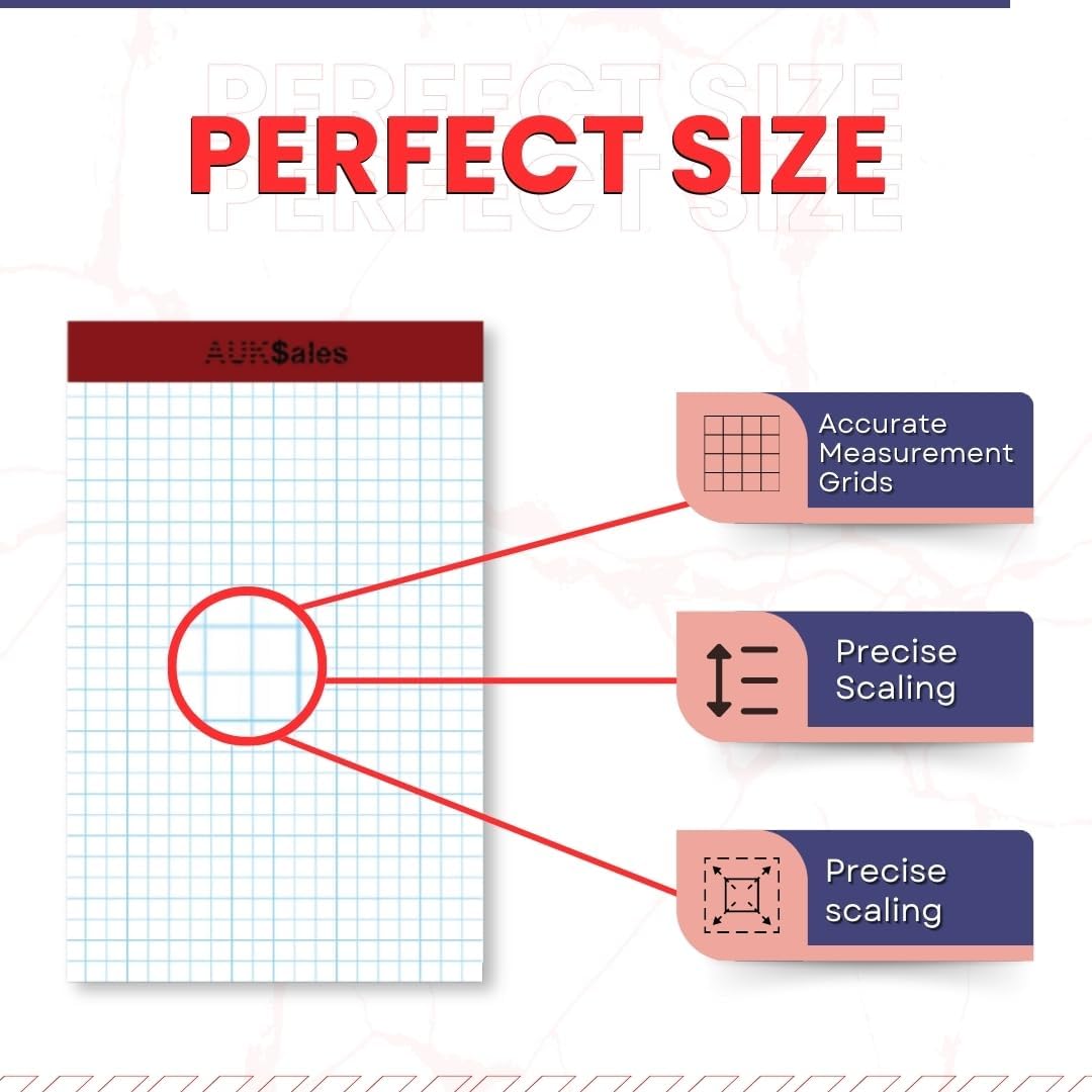 Grid Paper Pad 5x8 Inches, Graph Paper Pad 4x4, Grid Notepad, 1 Pack, 5x8 Graph Paper 1/4 Grid, Graphing Paper, Engineering Pad, 100 Sheets 200 Pages Perforated Pad for School, Home, & Office