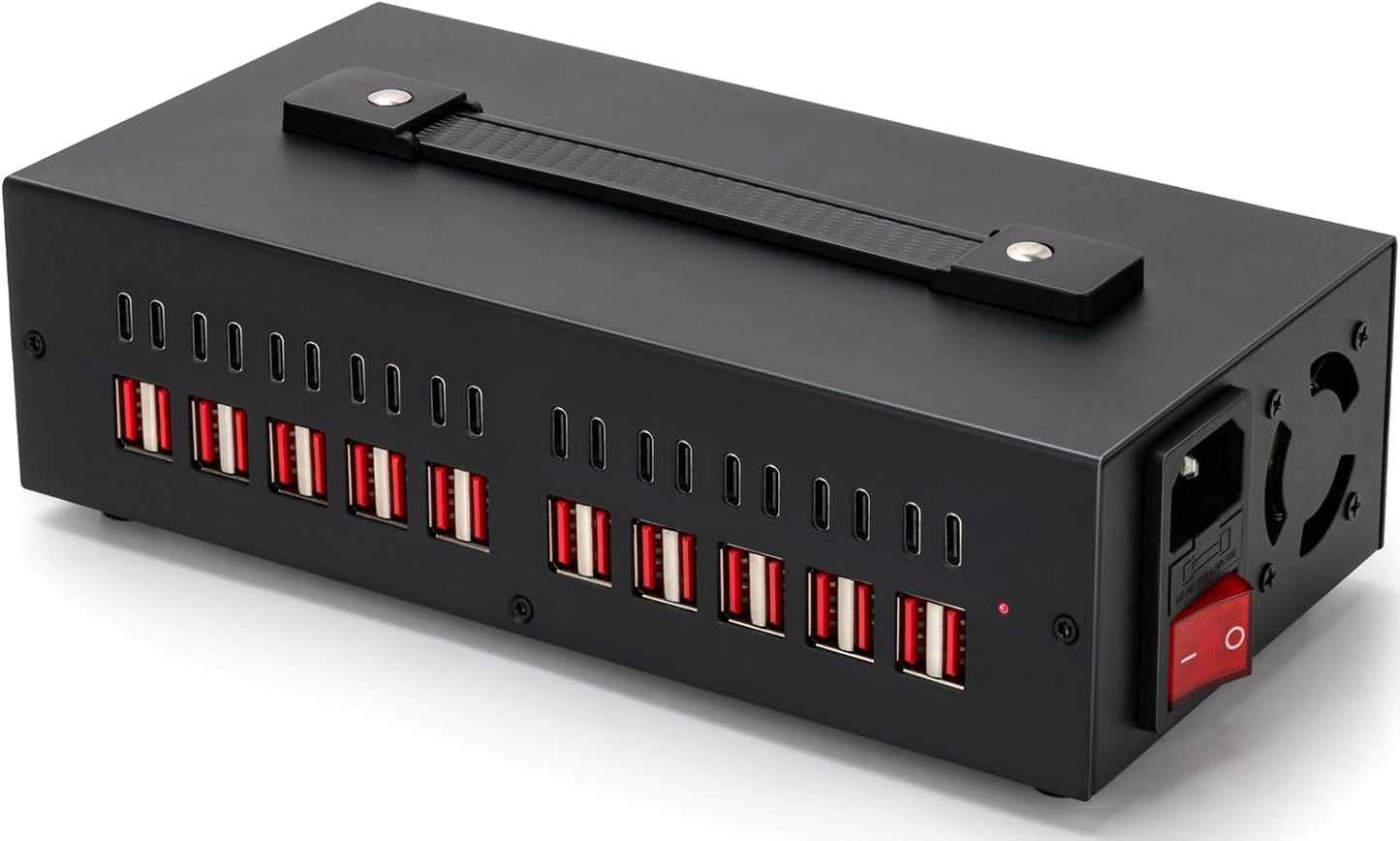 300W USB~c Charging Station, 40 Port (20 USB A & 20 USB~C Port) USB Charger Block, Fast Charging Station for Multiple Devices, Desktop Charger Compatible for iPhone, iPad, Tablets