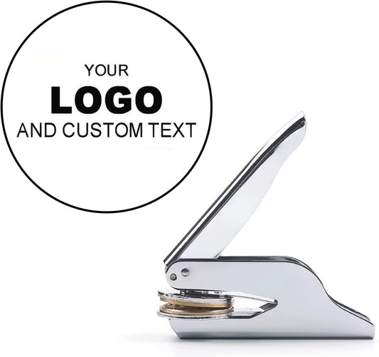 STAMTECH Custom Logo Embosser Stamp - Heavy Steel Embosser Stamps Design Your Own Logo or Emblem Perfect for Weddings Libraries Book Embosser