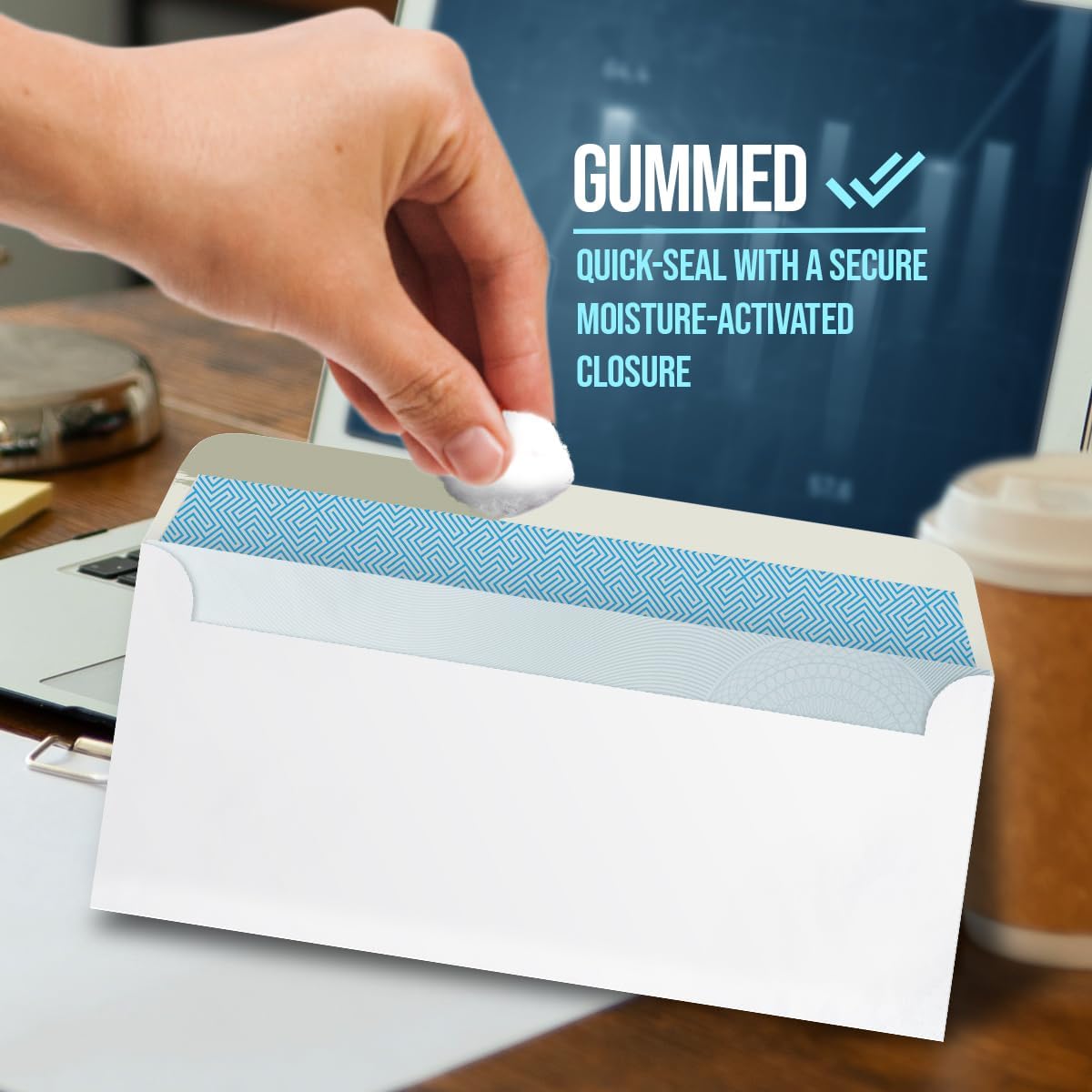 Compuchecks Double Window Envelopes #10- Gummed, Security Business Mailing Envelopes - Tamper Evident, Security Tint - 2500 Count – For Invoices and Legal Documents