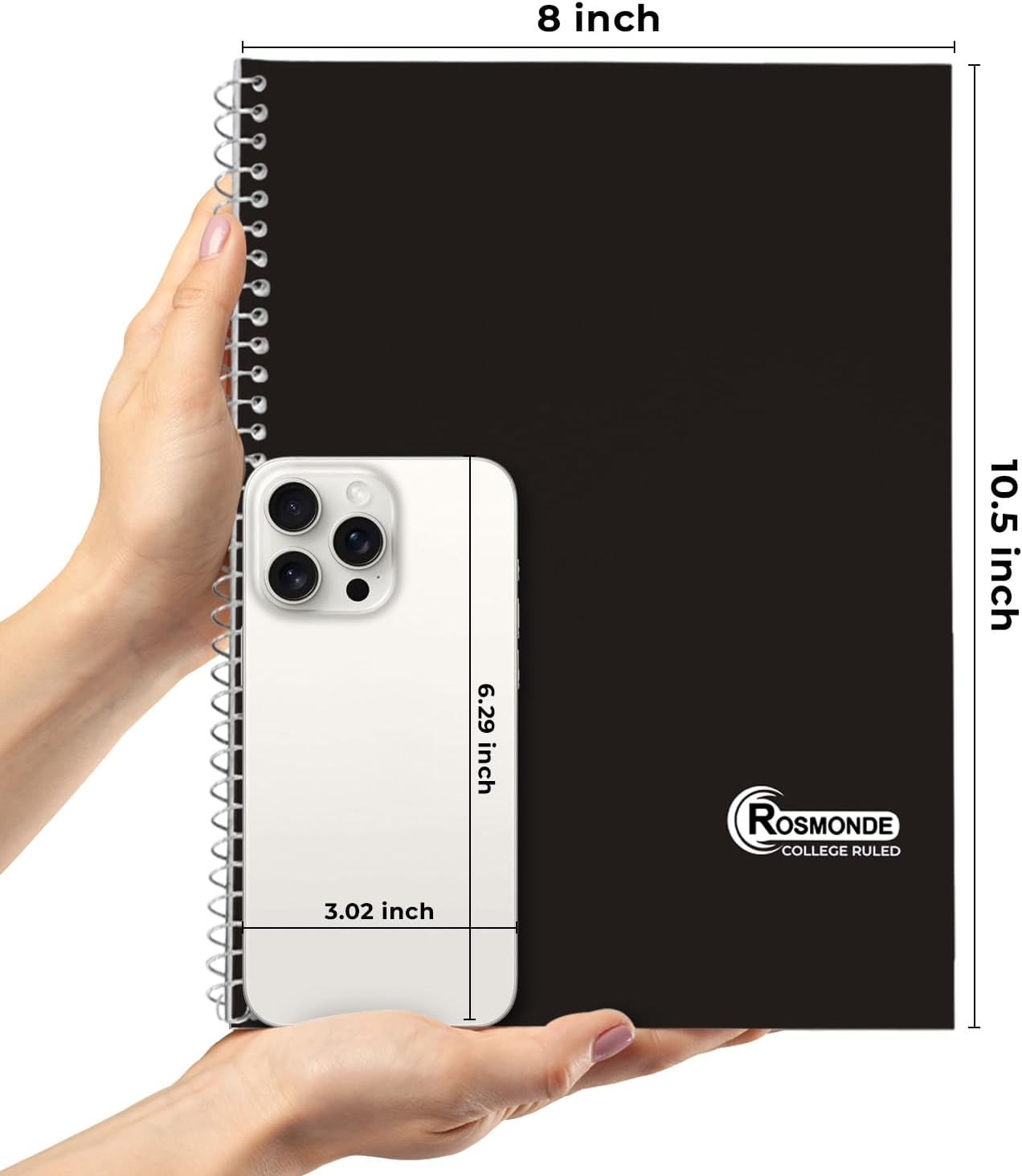 1 Subject Spiral Notebook, 12 Pack, College Ruled, Water Resistant Cover, Thick 140 Pages/Book (70 Sheets), 8 x 10-1/2, 3 Hole, Bulk School & Office, Black Cover