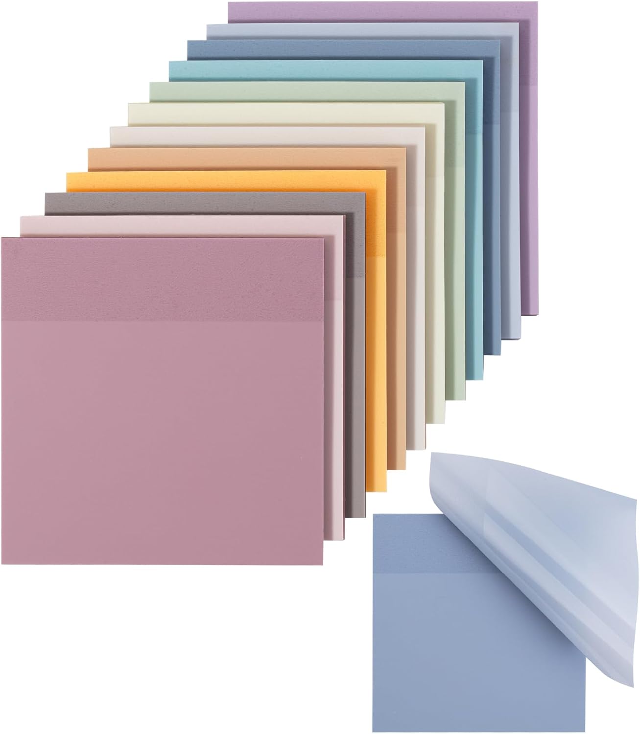 Mr. Pen- Transparent Sticky Notes, 3”x3”, Dreamy Pastel, 12 Pads, 600 Sheets, See Through Sticky Notes