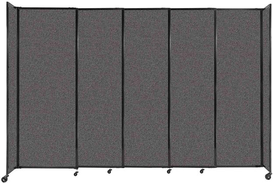Versare Straightwall Sliding Portable Wall Partition | Freestanding Office Dividers | Locking Wheels | Temporary Room Separator | 11'3'' Wide x 7'6'' Tall Charcoal Gray Fabric Panels