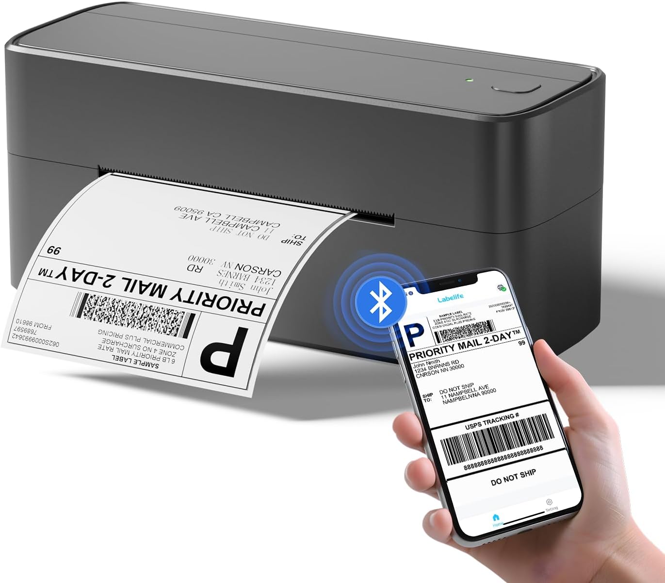 Phomemo Bluetooth Shipping Label Printer, 241BT 4X6 Wireless Thermal Printer for Samll Business, Label Printers for Shipping Package, Compatible with iPhone, Android, Amazon, Shopify, UPSP, Gray
