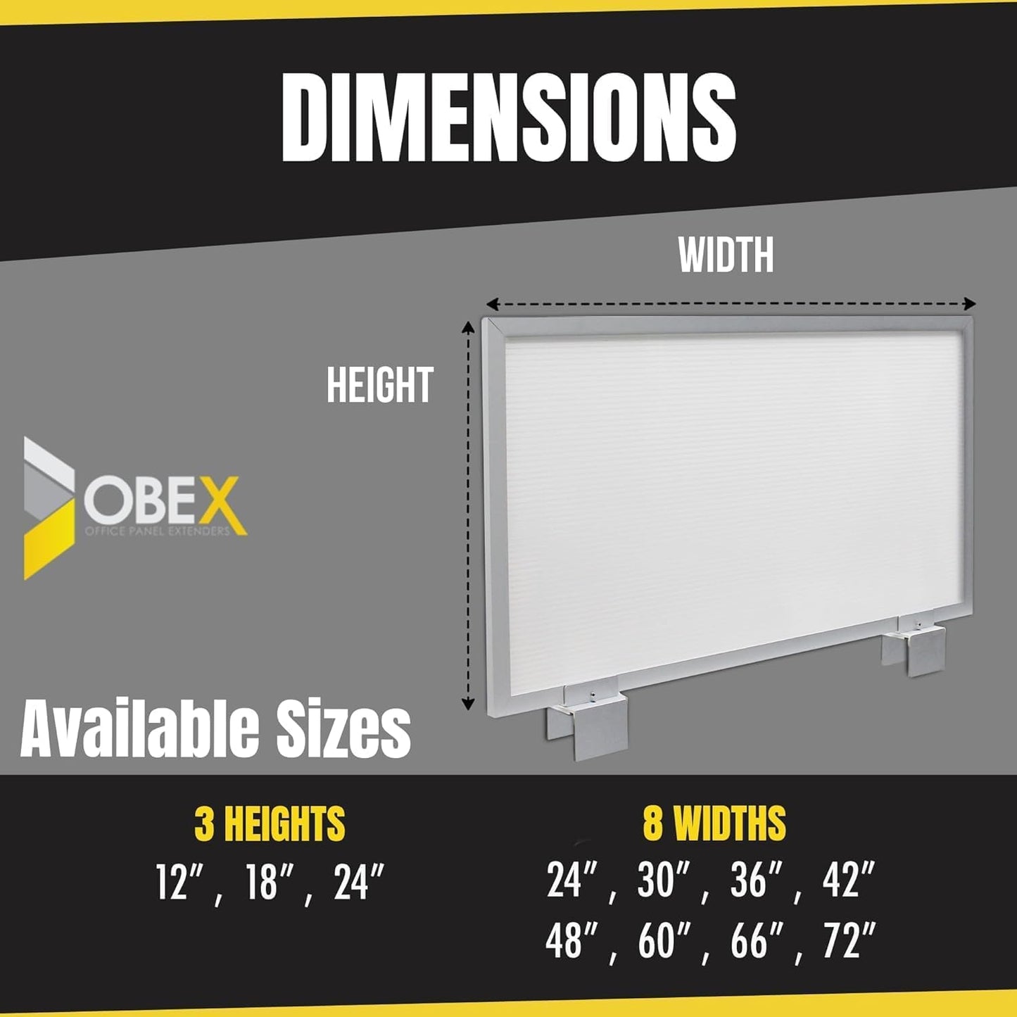 OBEX Privacy Screen & Office Panel Extender for Office Cubicles, Polycarbonate Desk Privacy Panel & Divider for Office Cubicle, 12" x 66", White