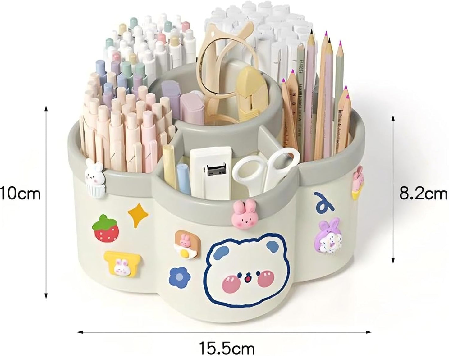 Pen Holder for Desk, 360°Rotating Pencil Pen Holder, Desk Pen Organizer with 6 Slots, Large-capacity Desk Organizer, Pencil Holder for Desk, Office, School, Home Use (Blue)