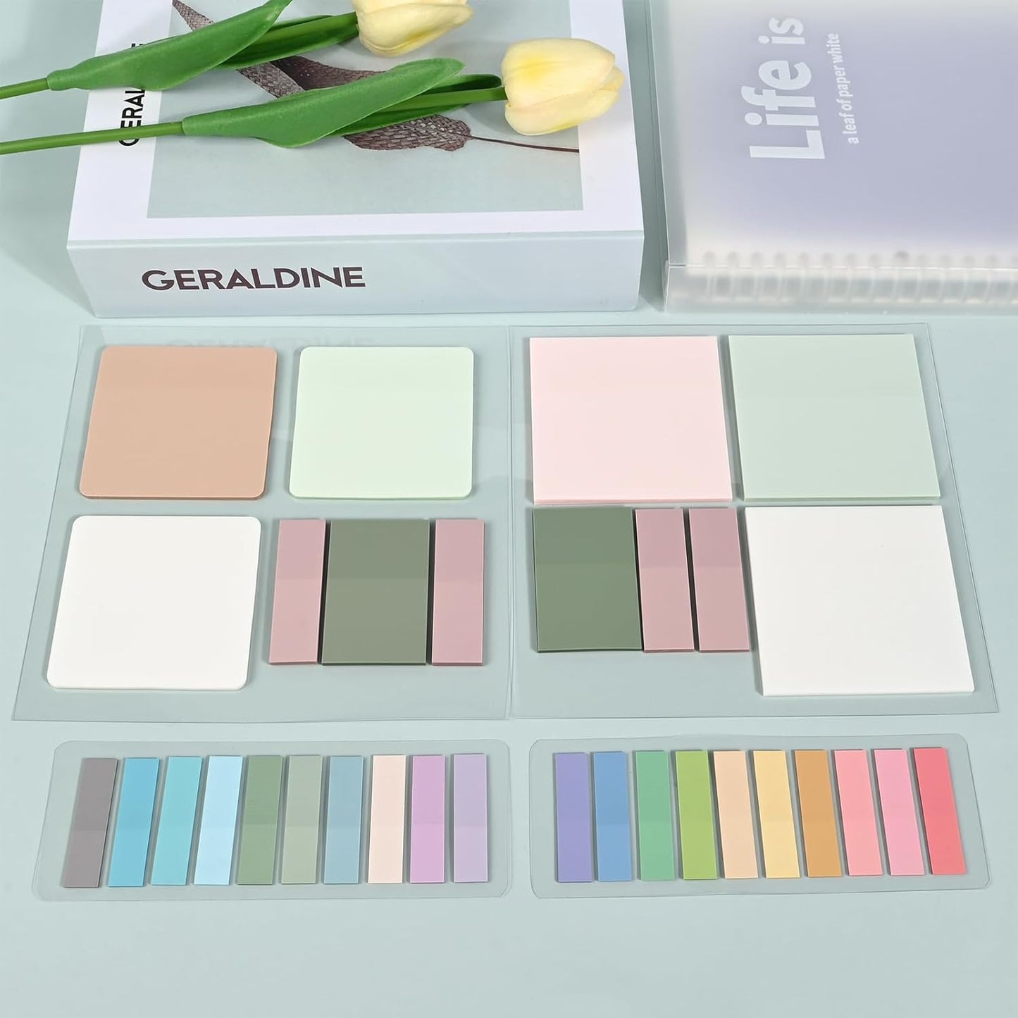 Temiary 1000 Sheets Transparent Arc-Angle Sticky Notes 3 x 3 inch, Clear Sticky Note Waterproof See Through Memo Pad, Translucent Writable Index Book Tabs for Annotating Supplies Office & School