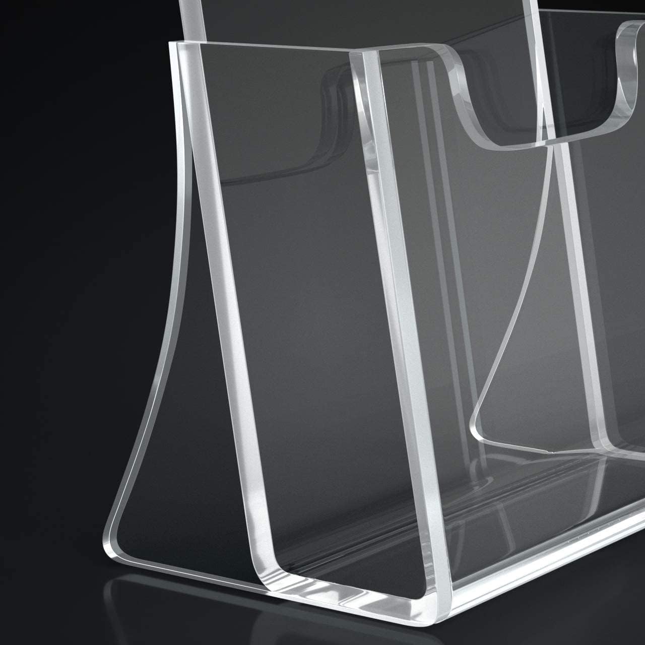 HIIMIEI Brochure Holder 8.5 x 5.5 inches, Acrylic Flyer Holder with 6 Pack, Plastic Stands for Displaying Magazines, Pamphlets, Literature, Brochures, Booklets, Menu