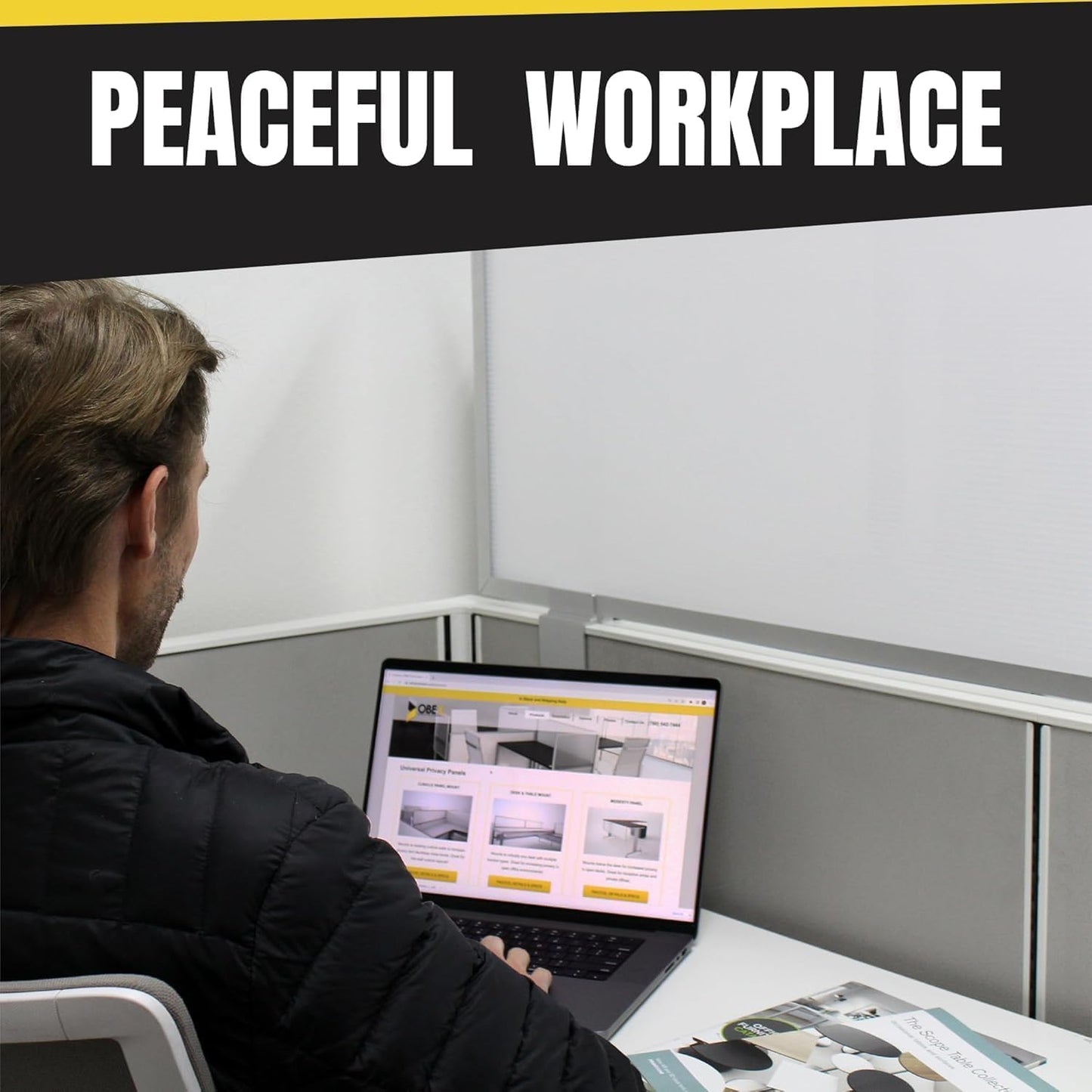 OBEX Privacy Screen & Office Panel Extender for Office Cubicles, Polycarbonate Desk Privacy Panel & Divider for Office Cubicle, 24" x 24", White