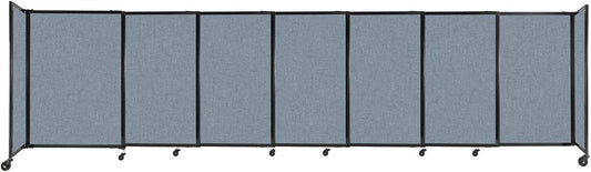 Versare Straightwall Sliding Portable Wall Partition | Freestanding Office Dividers | Locking Wheels | Temporary Room Separator | 15'6'' Wide x 4' Tall Powder Blue Fabric Panels