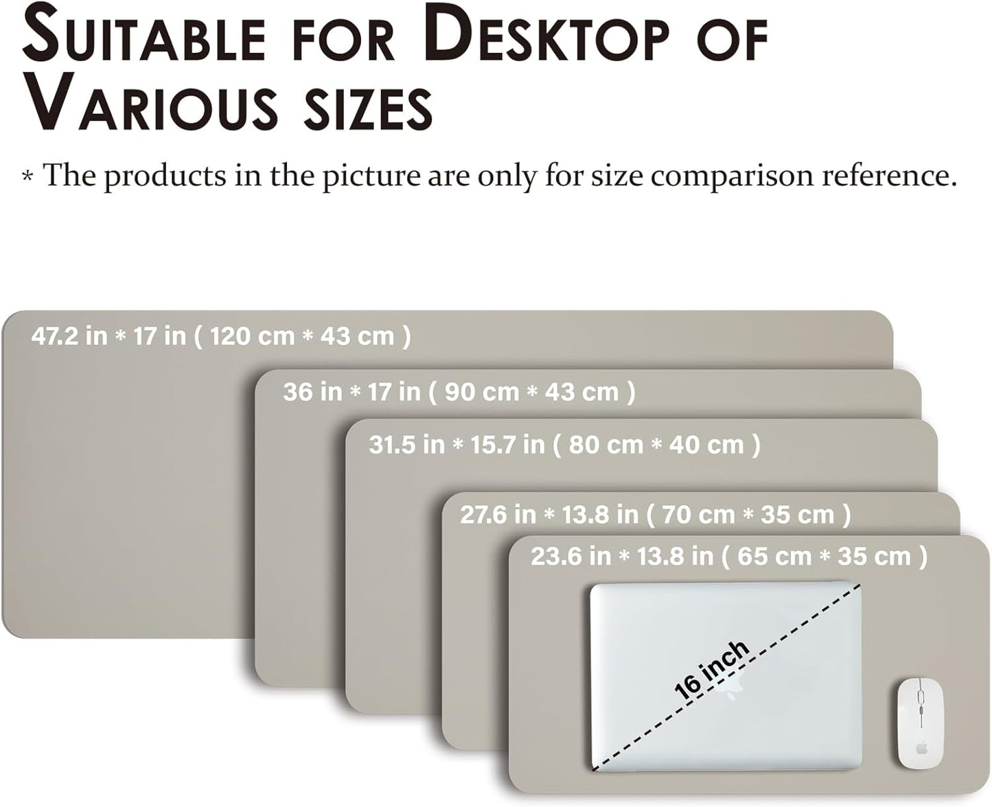 Leather Desk Mat - Non-Slip PU Desk Pad for Office and Home - Desk Organization and Accessories - Ideal for Large Mouse Pad and Desk Mats on Top of Desks (Light Gray,27.6"x 13.8")