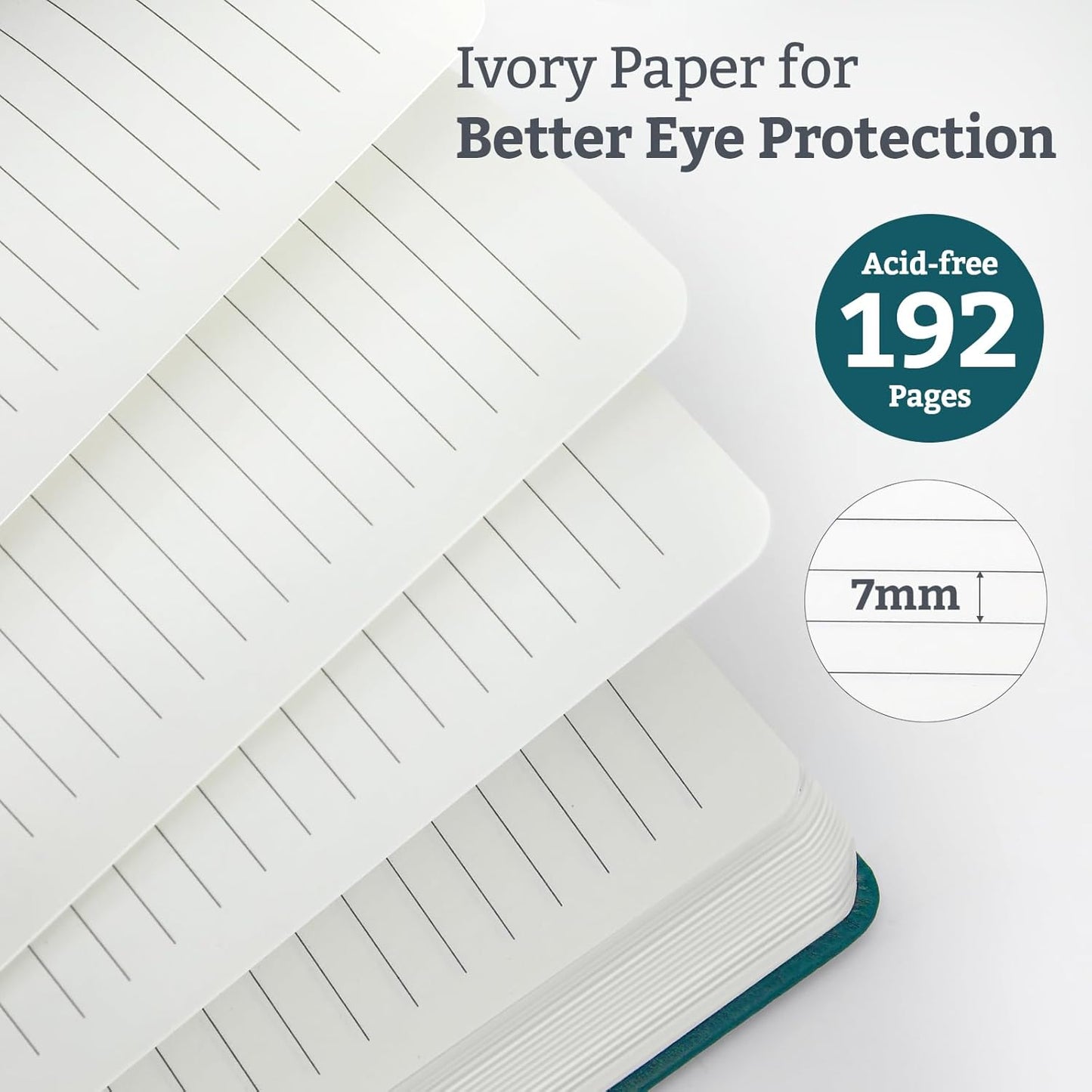 Hardcover Lined Bullet Dotted Journal Notebook, A5 140 192 Pages 100 120Gsm Paper College ruled for School,Work,Travel,and Daily Planning，5.7''*8.3'' (6, Turquoise, A5 Lined)