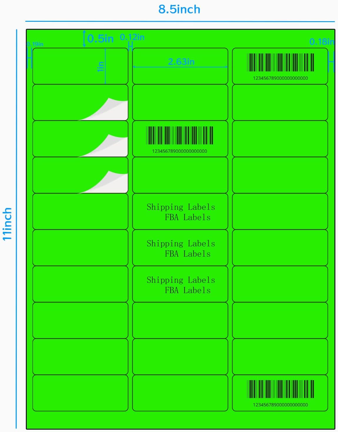 1" x 2-5/8" Colored Labels Stickers, Fluorescent Bright Moving Labels for Laser/Inkjet Printer Permanent Adhesive- 600 Pcs