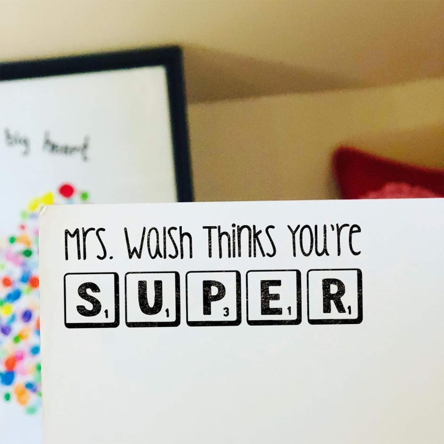 Custom Self-Inking Teacher Stamps | 49 Designs | Fun Phrases | Grading Made Easy | Classroom and Library Book Stamps (Super Tiles, Large)