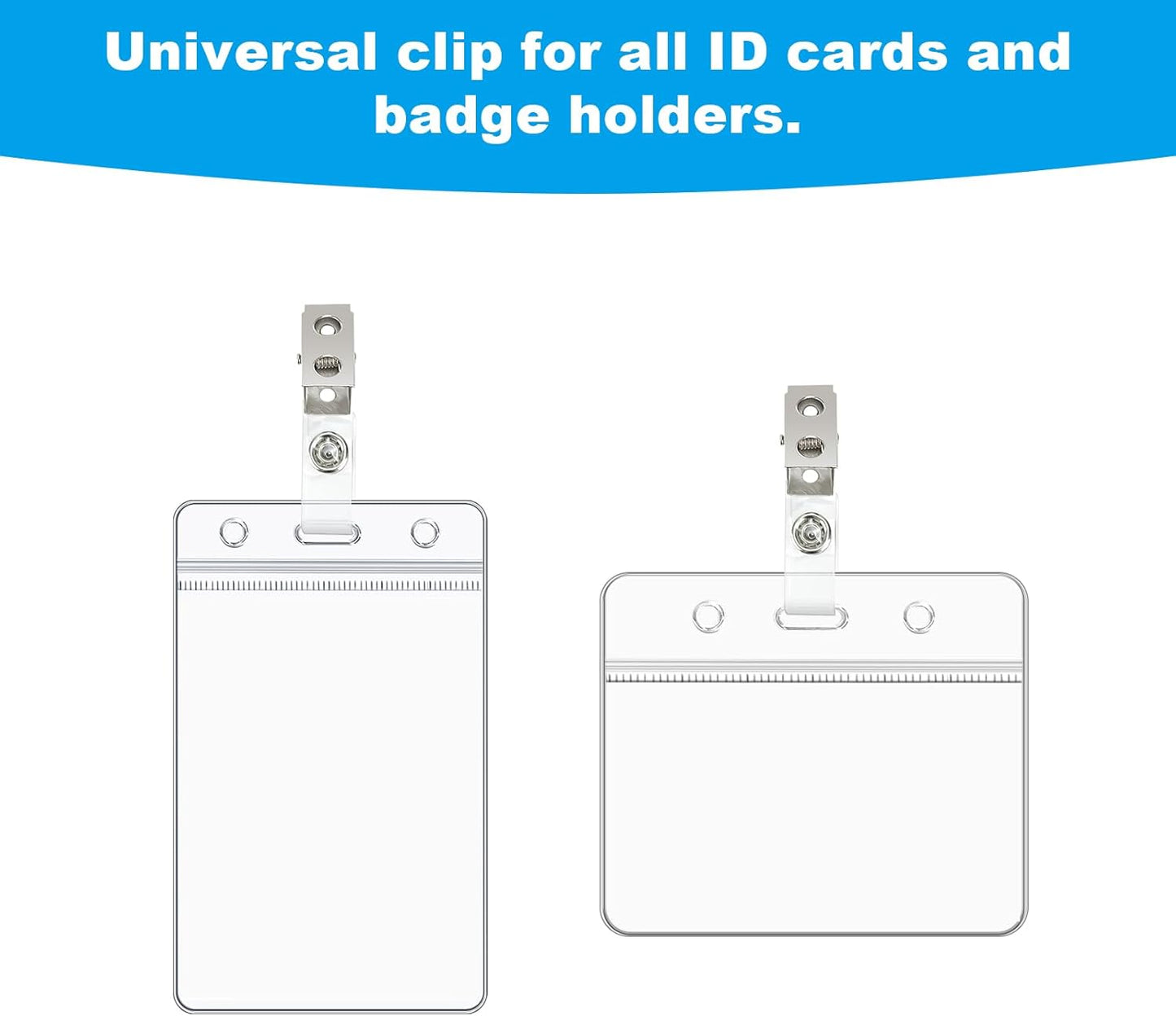 200pc ID Badge Clip,Badge Clips with Strap Clear Strap,Metal Name Badge Clips Adapter for ID Cards, Badge Holders, Name Tags, Work Badges